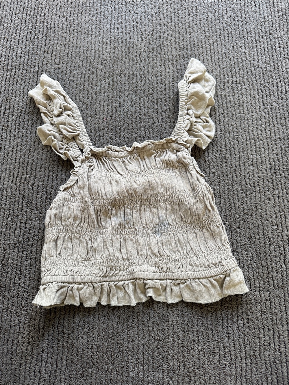 Ocean Drive Light Green/Cream Ruffle Smocked Tank Top for Kids